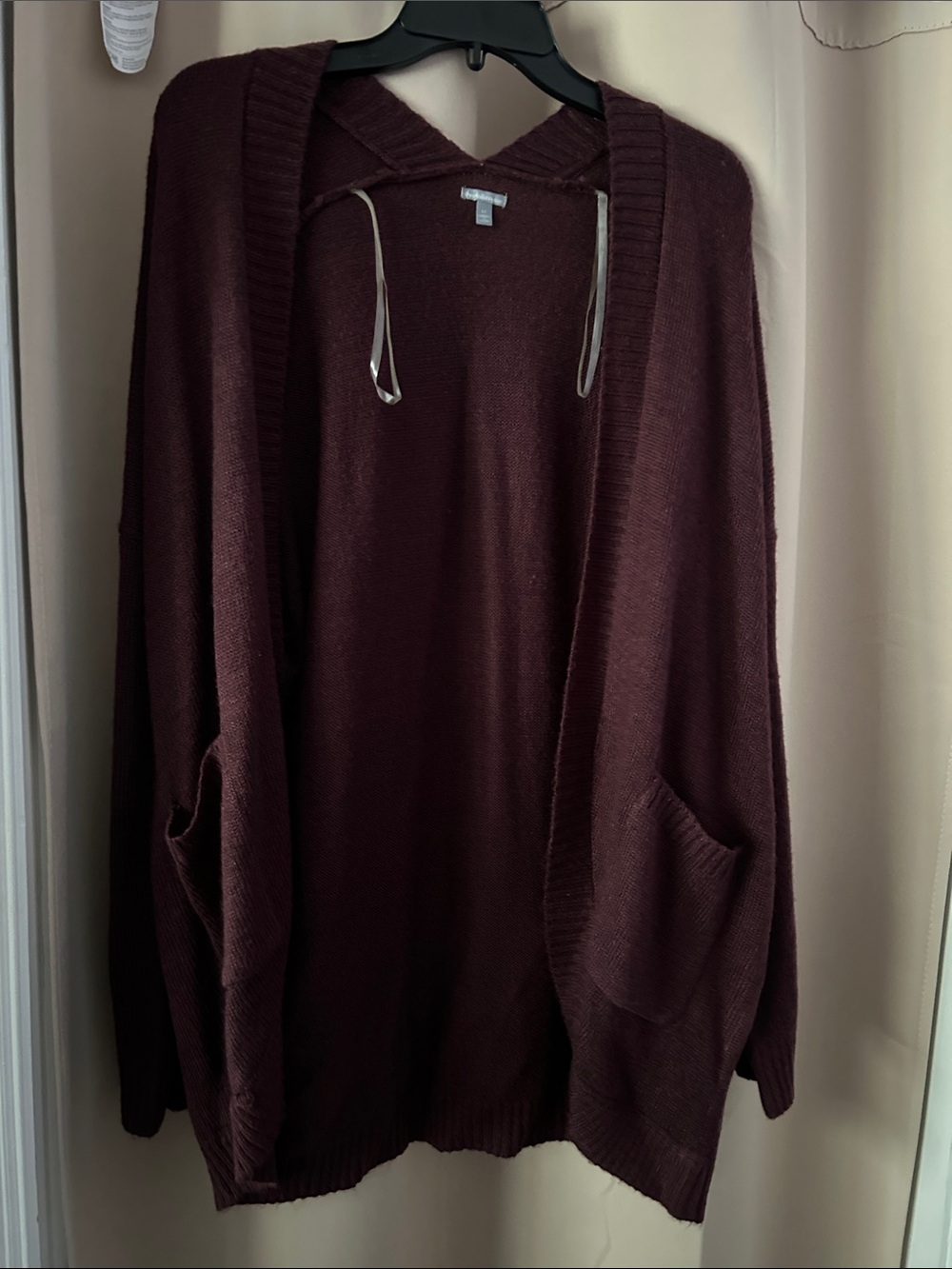 Vintage Charlotte Russe Burgundy Hooded Open-Front Cardigan